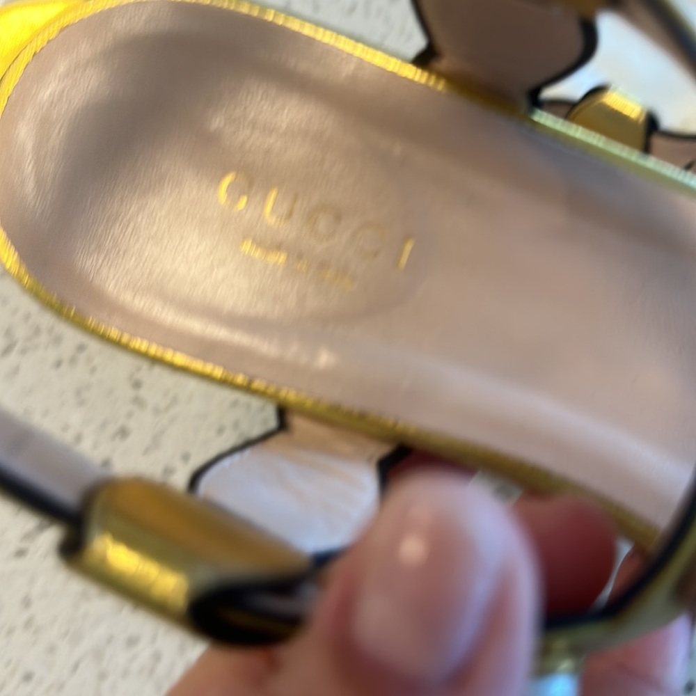 Gucci sandal faux Pearl leather/silk t strap with box and dustbags 38.5 - Picture 9 of 12